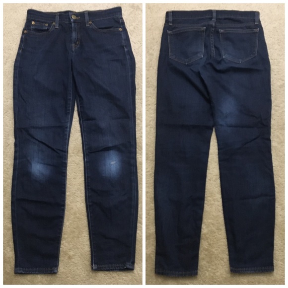 J. Crew Toothpick Distressed Jeans Skinny Ankle Dark Wash Stretch Slim Denim 25 - Picture 2 of 9